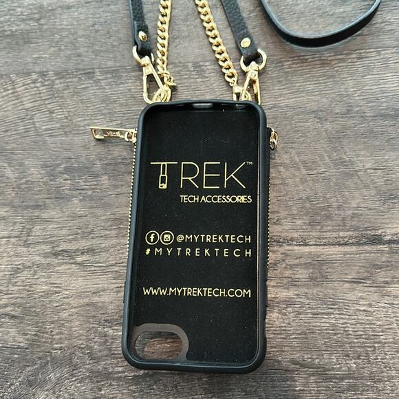 TREK All-In-One Black Vegan Leather Crossbody Phone Case/Wallet iPhone 6/7/8 - Picture 3 of 8